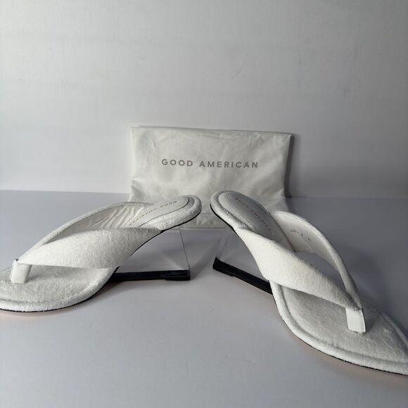 Good American GA077T Size US 9.5 Cinder-f*cking-rella Wedge White Terry Heels - Picture 5 of 10